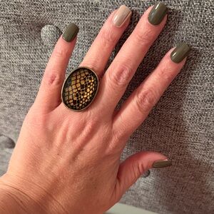 Gold and Black Statement Ring Size 5.5